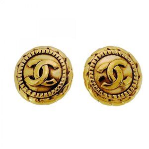 Chanel Earrings Vintage CC Logo Round